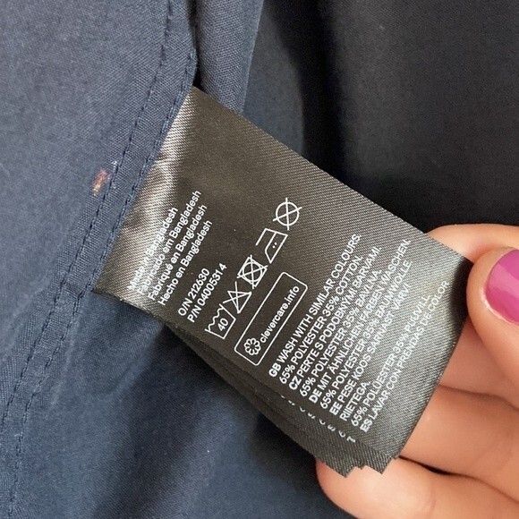 H&M print patterned button down shirt long sleeve mens size medium navy - Picture 3 of 3